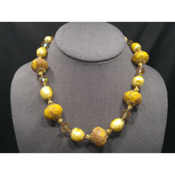 Vintage Vendome Art Bead Necklace Faux Baroque Pearls & AB Crystals 1960s - Picture 4 of 10